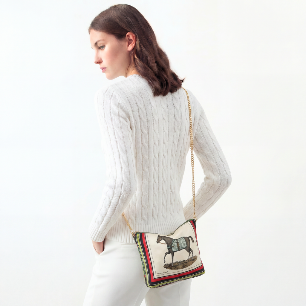 Vintage Hermes Couvertures et Tenues du Jour Scarf Crossbody Bag
