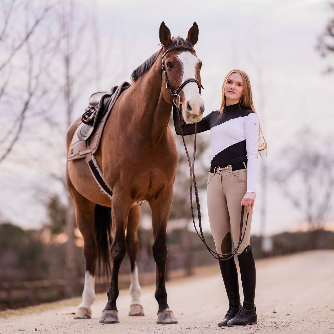 The Proper Fox Mockneck Colorblock Black & White