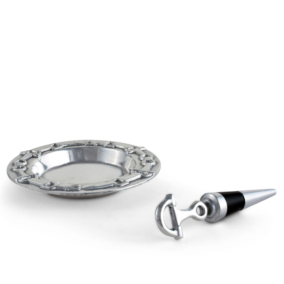 Arthur Court Equestrian Wine Coaster and Stopper Set