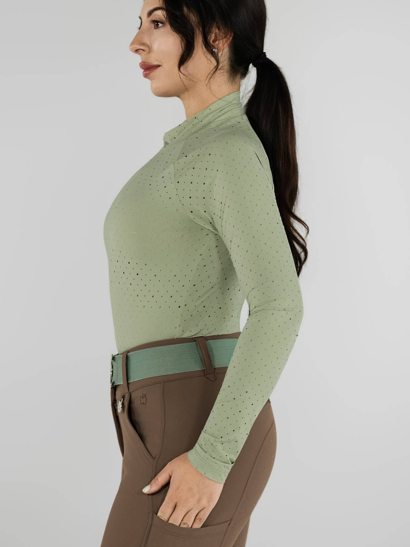 Dapplebay Aircut Mock Neck Ls Top-Sage