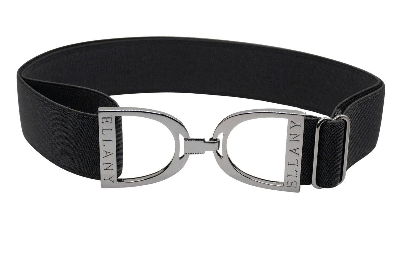 Huston x Ellany Black - 1.5" Gunmetal Stirrup Elastic Belt