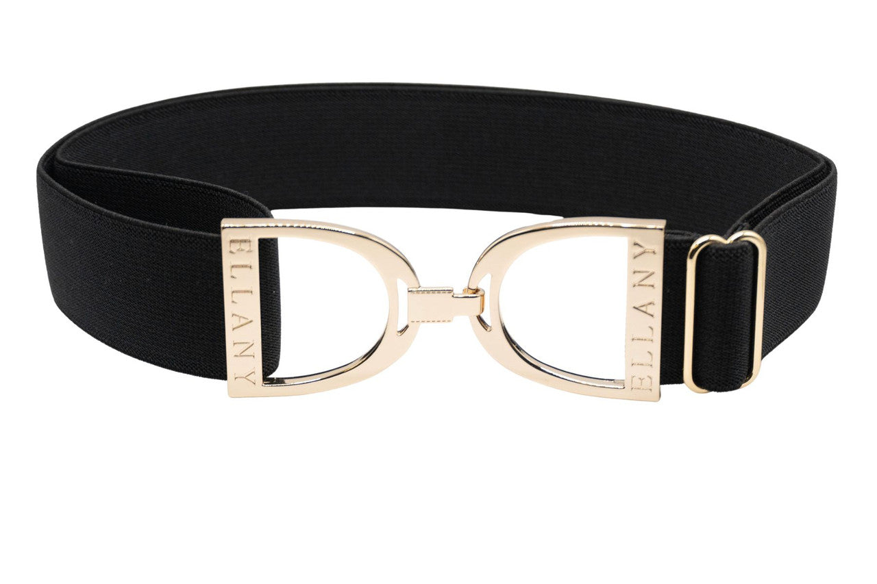 Huston x Ellany Black - 1.5" Gold Stirrup Elastic Belt