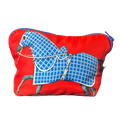 Vintage Hermes Couvertures et Tenues du Jour Red Silk Scarf Beauty Bag