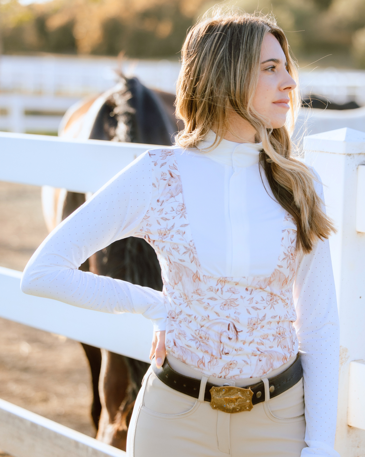 Deinhardt Designs Long Sleeve Capriole Competition Shirt - SEPIA