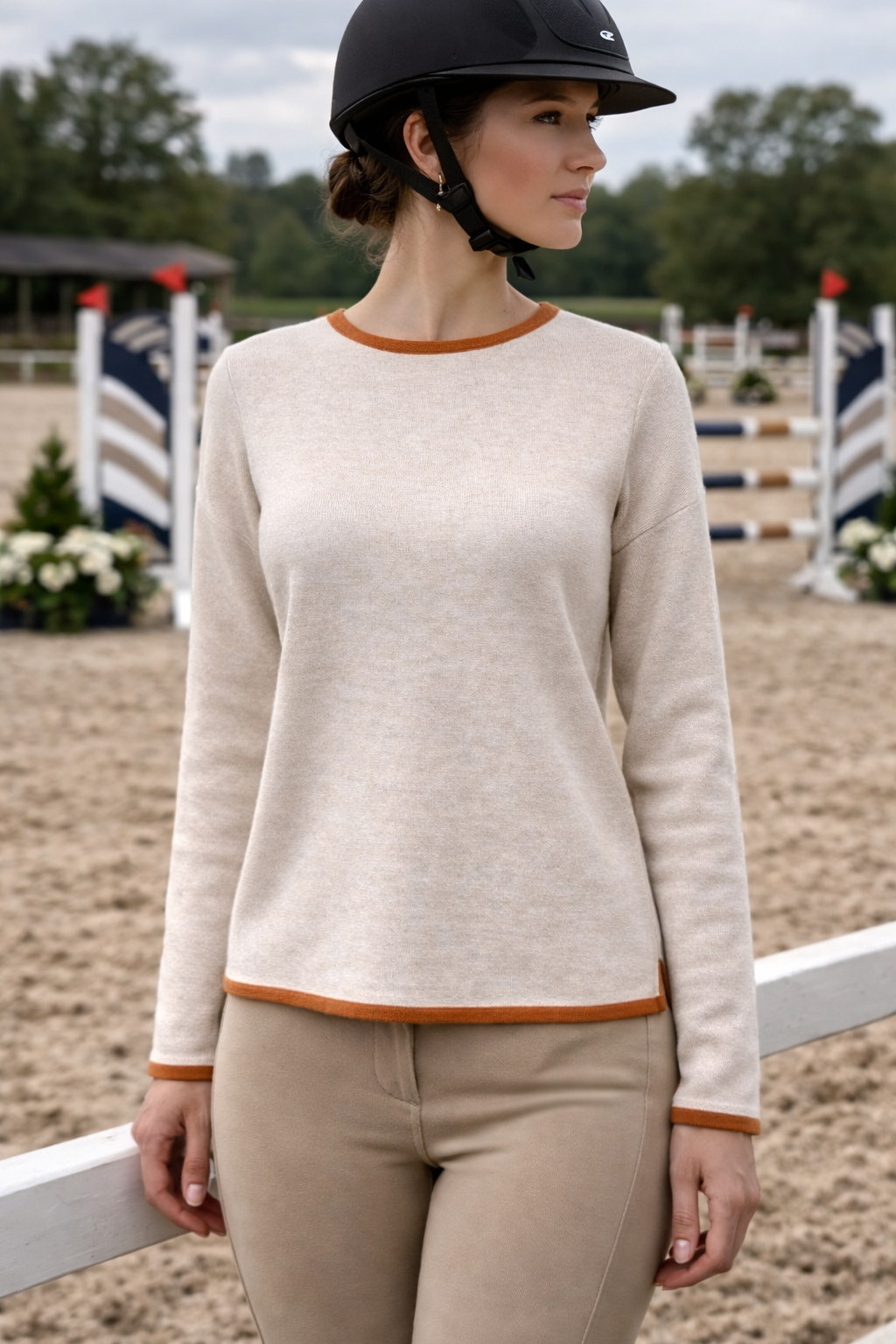 Snaffle Bit Crew-Neck Sweater -Tan