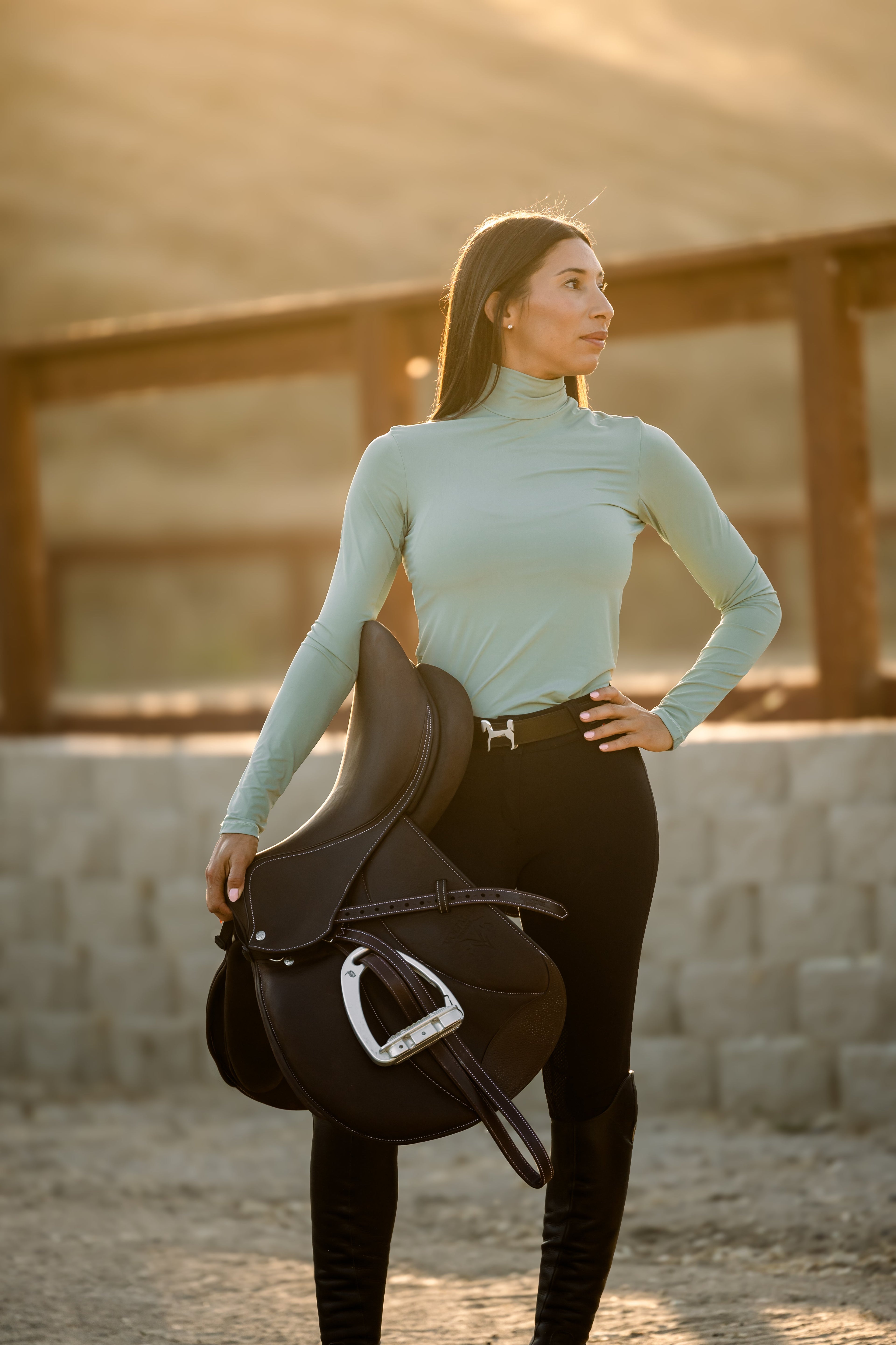 Euphoric Equestrian Aspen Turtleneck- Matcha