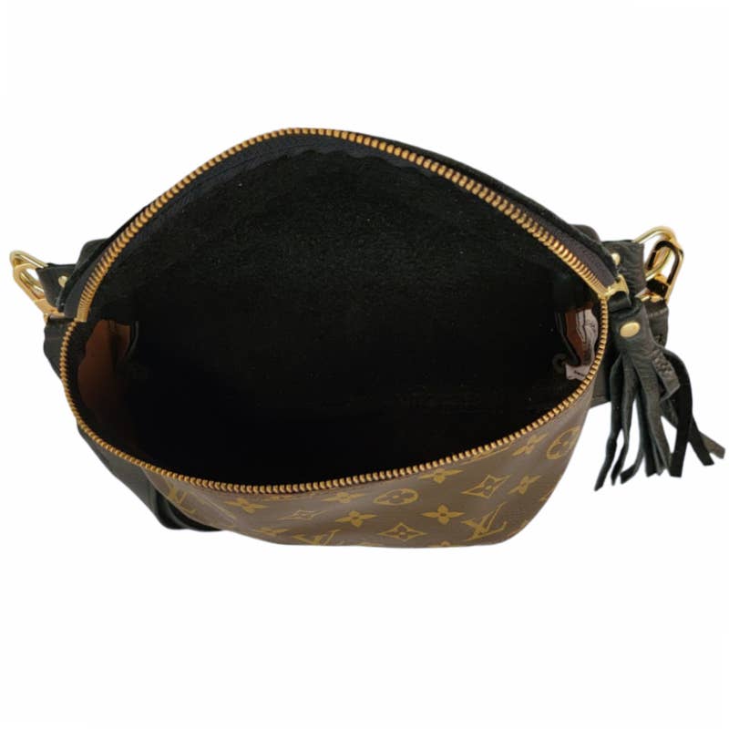Britt Belt Bag in Black Leather | Upcycled LV Full Front