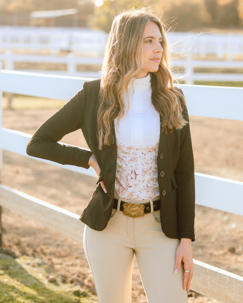 Deinhardt Designs Long Sleeve Capriole Competition Shirt - SEPIA