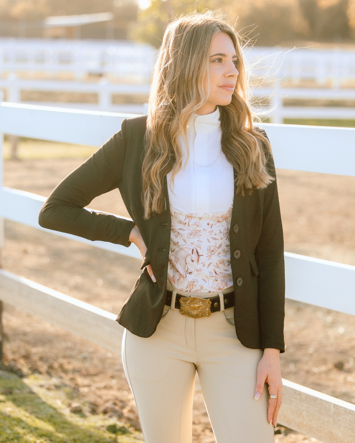 Deinhardt Designs Long Sleeve Capriole Competition Shirt - SEPIA