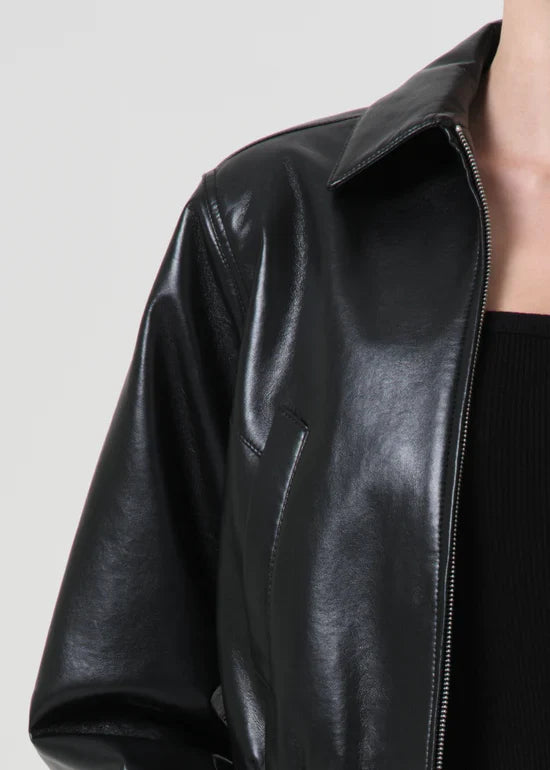 Shoreditch Ski Club x AGOLDE Essie Recycled Leather Cropped Jacket