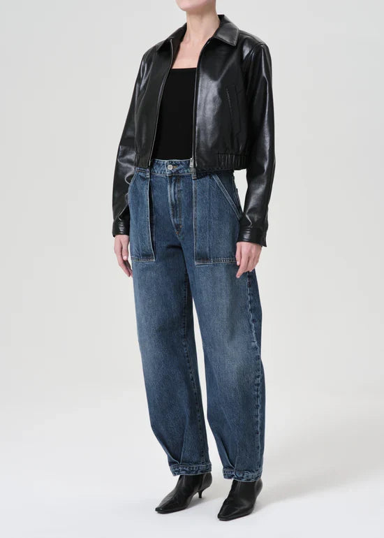 Shoreditch Ski Club x AGOLDE Essie Recycled Leather Cropped Jacket