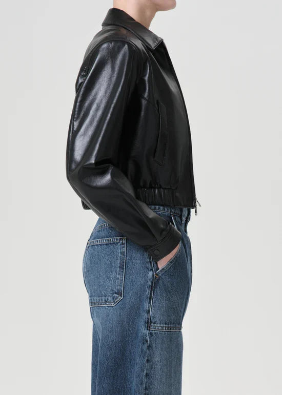 Shoreditch Ski Club x AGOLDE Essie Recycled Leather Cropped Jacket