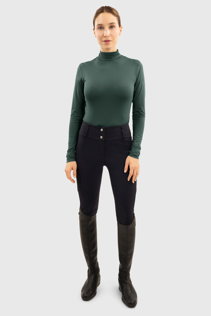 Harcour Venti Womens Mock Neck Perforated Long Sleeve Technical Shirt