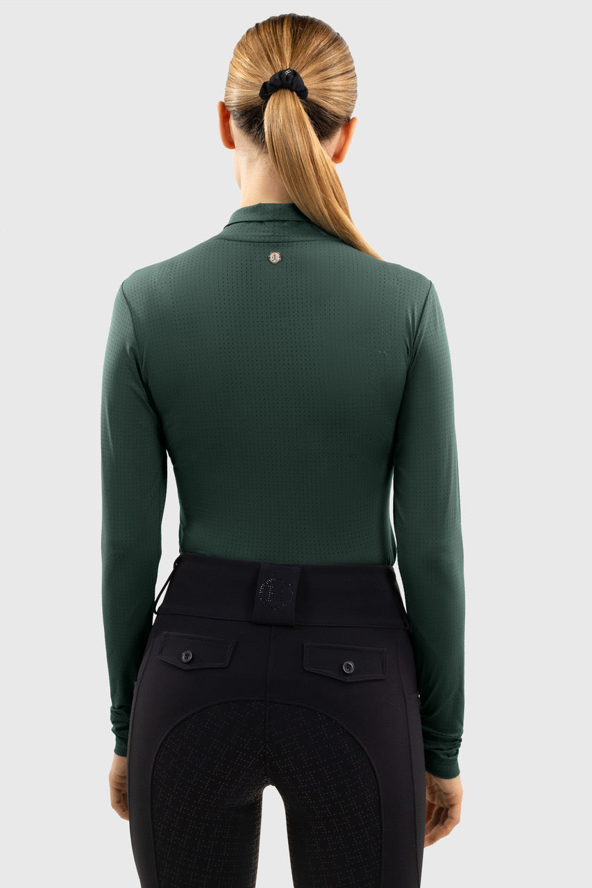 Harcour Venti Womens Mock Neck Perforated Long Sleeve Technical Shirt