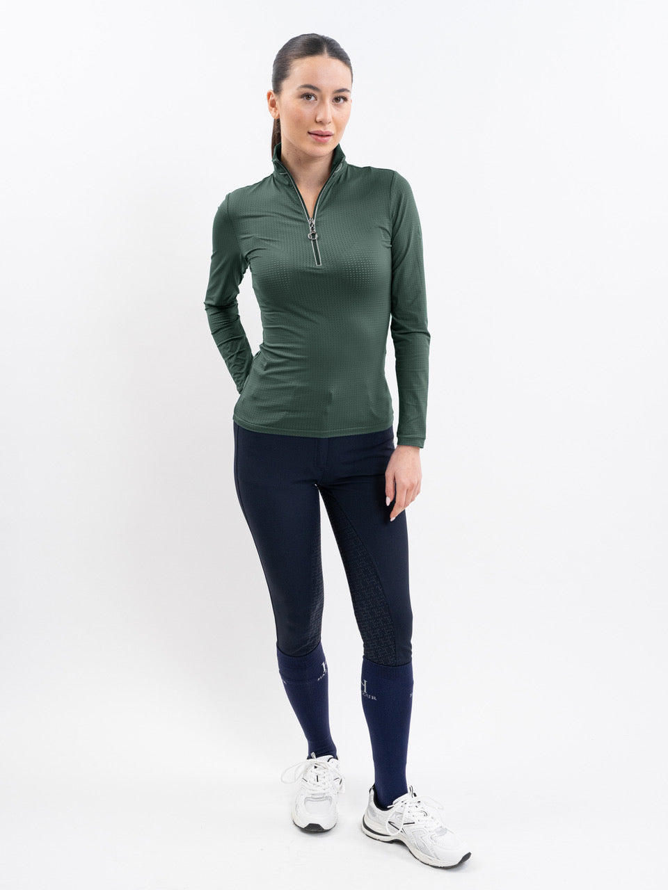 Harcour Breezi Womens Perforated Zip Up Long Sleeve Technical Riding Shirt