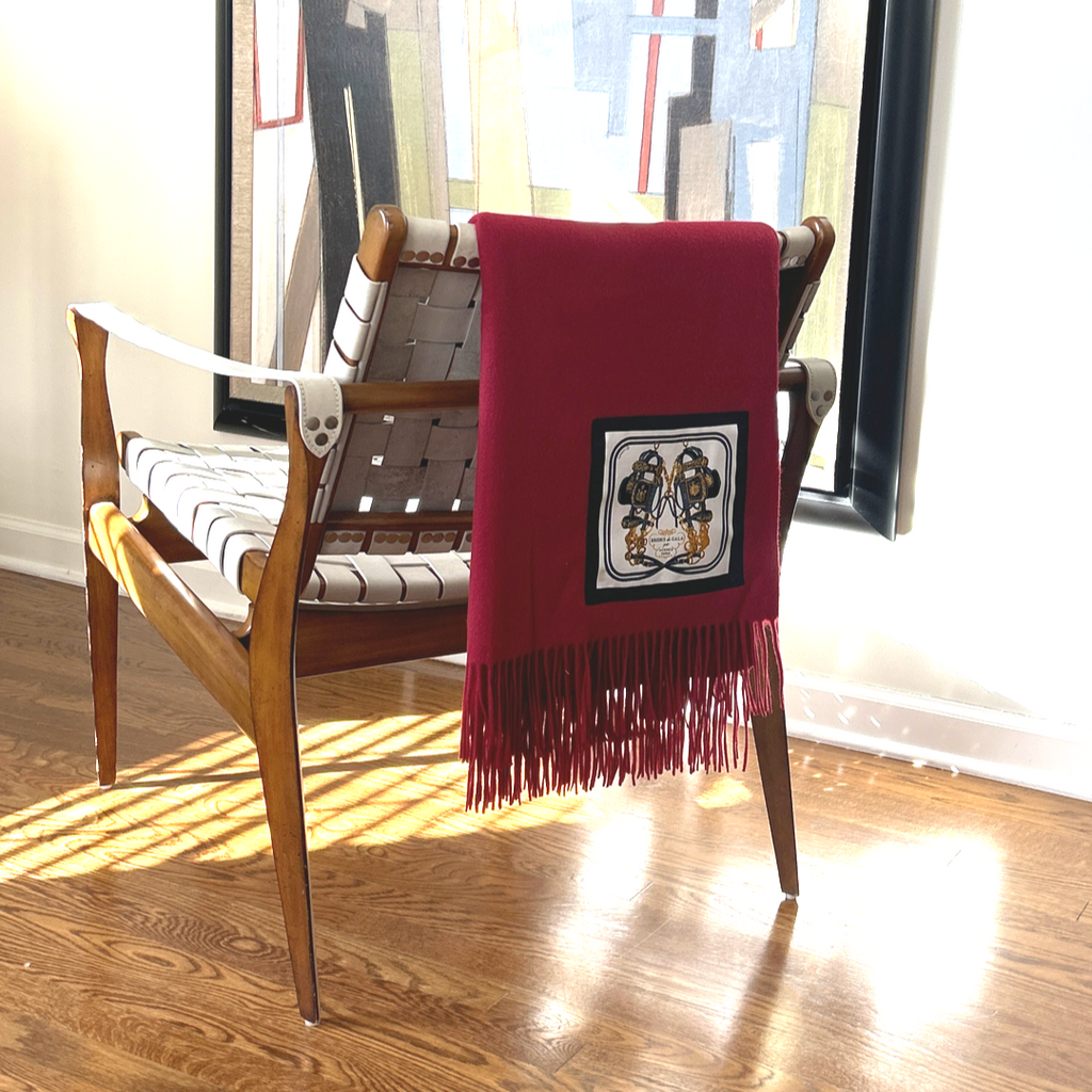 Vintage Hermes Brides de Gala Vintage Silk Scarf & Cashmere Throw Blanket