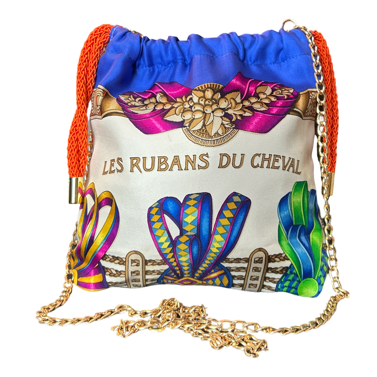 Vintage Rubans du Cheval Blanc Scarf Drawstring Crossbody Bag