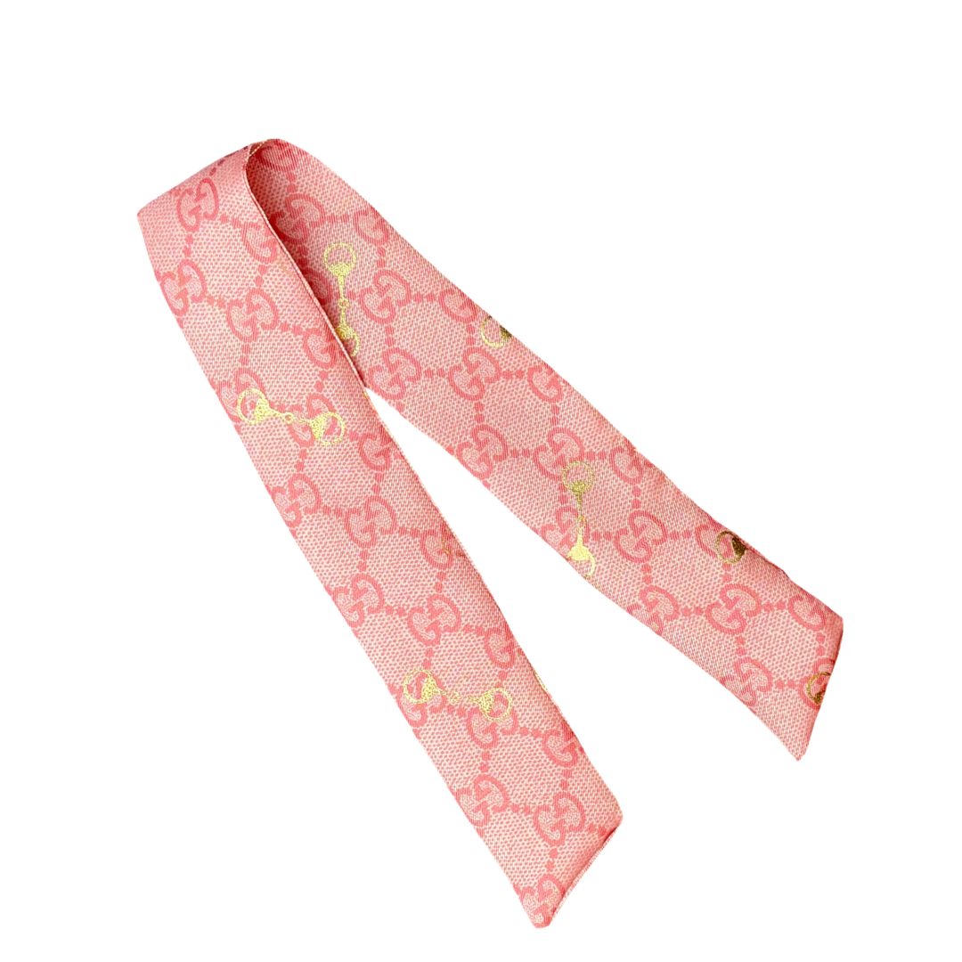 Vintage Gucci Horsebit Pink Scarf Link Bracelet