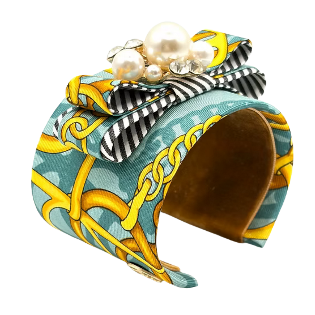 Vintage Gucci Equestrian Silk Necktie Cuff Bracelet