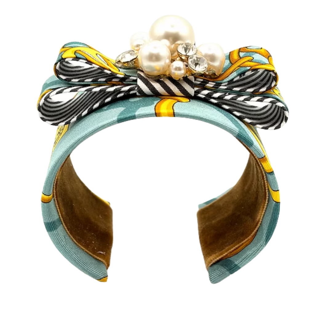 Vintage Gucci Equestrian Silk Necktie Cuff Bracelet