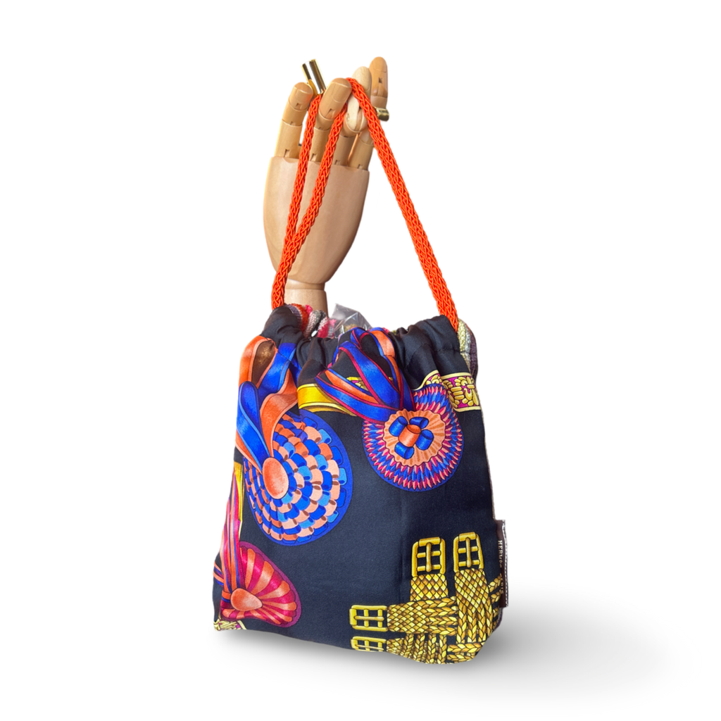 Vintage Rubans du Cheval Noir Scarf Drawstring Crossbody Bag