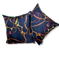Vintage Equestrian Black Watch Tartan Silk Scarf Pillows 18"