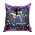 Vintage Equestrian Navy Vintage Silk Scarf Pillows 22"