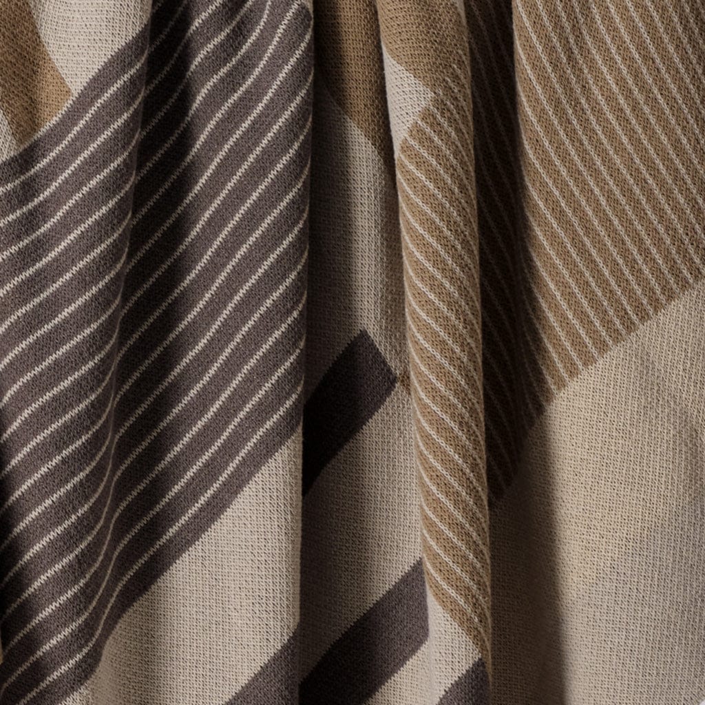Cotton Sustainable Knit Plaid Throw Blanket - Equestrian Stable Stripe