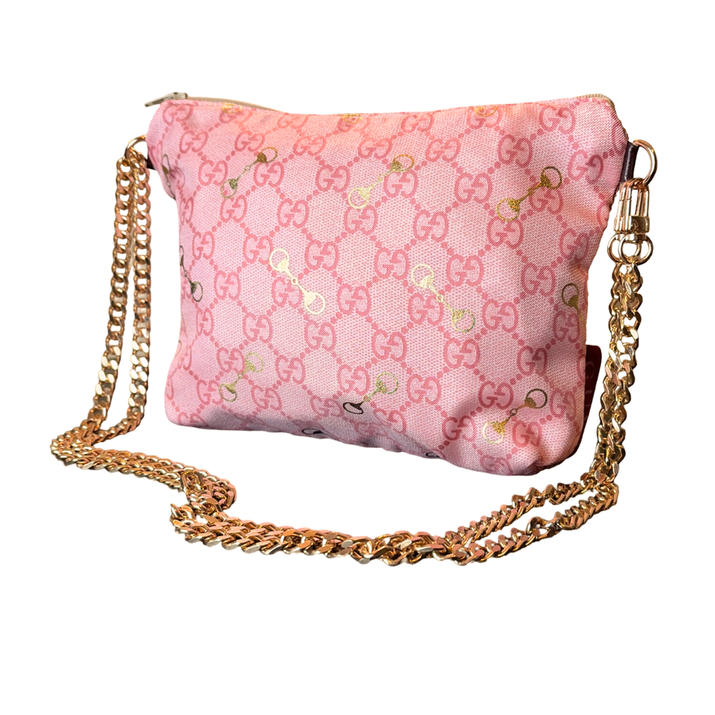 Vintage Gucci GG Horsebit Pink Scarf Crossbody Bag