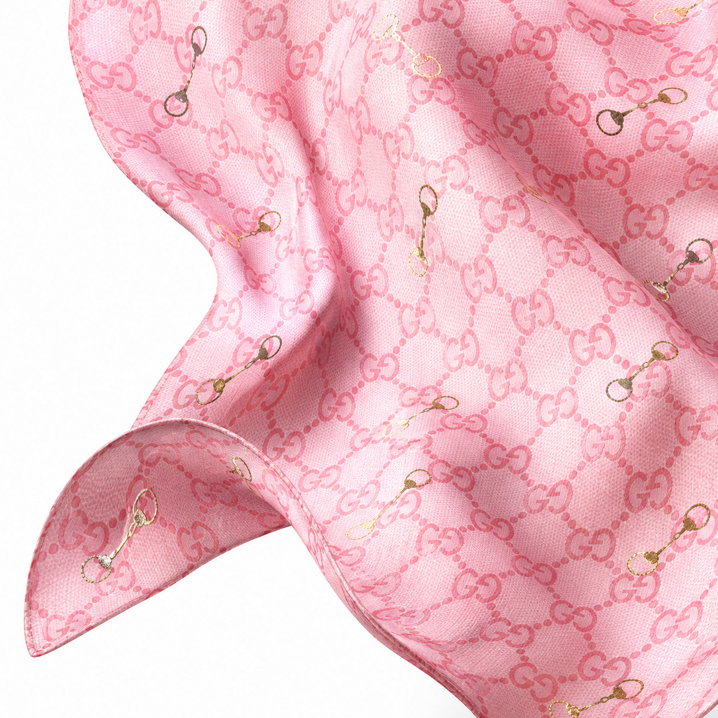 Vintage Gucci GG Horsebit Pink Scarf Crossbody Bag