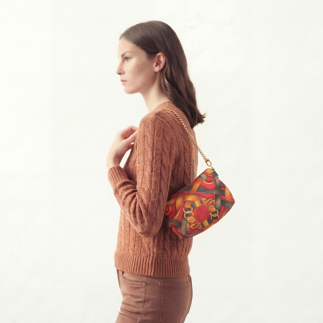 Vintage Harness Red Vintage Silk Scarf Crossbody Bag