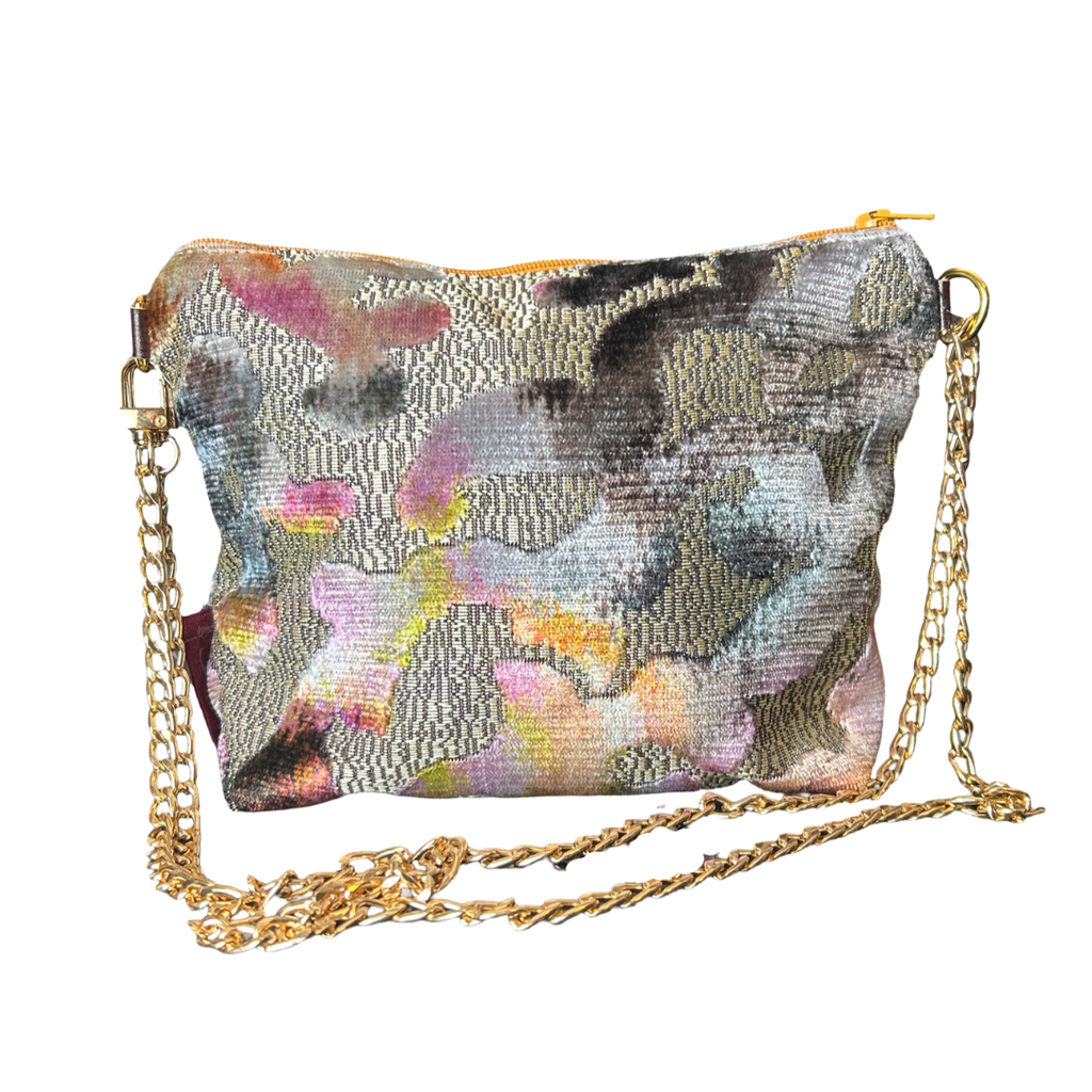 Vintage Gucci Horsebit Brown Silk Scarf Crossbody Bag