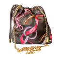 Vintage Gucci Horsebit Brown Silk Scarf Drawstring Crossbody Bag