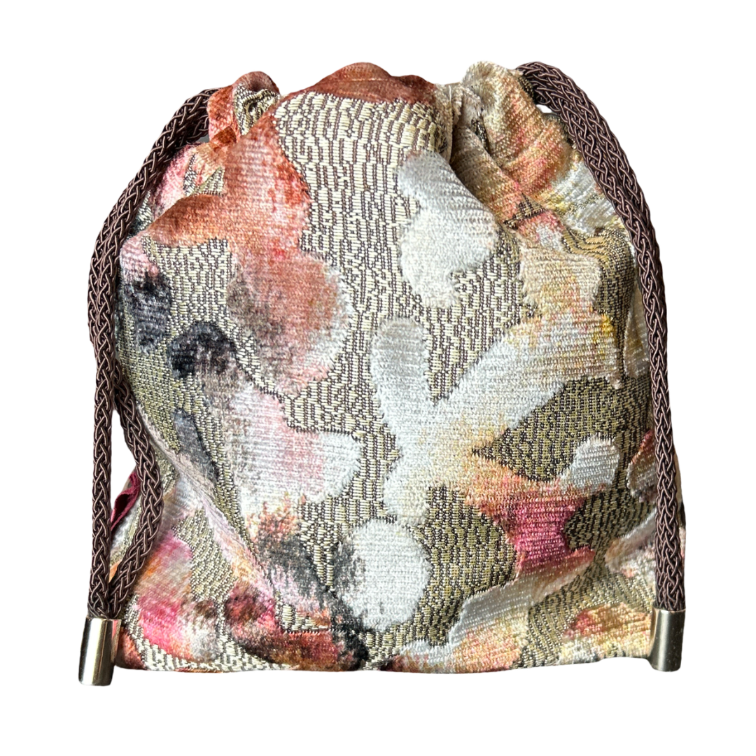 Vintage Gucci Horsebit Brown Silk Scarf Drawstring Crossbody Bag