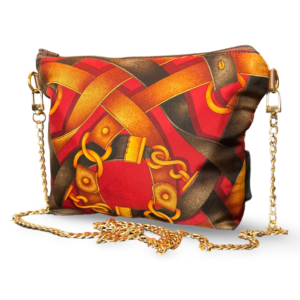 Vintage Harness Red Vintage Silk Scarf Crossbody Bag