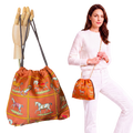 Vintage Hermes Petits Chevaux Orange Silk Scarf Drawstring Crossbody Bag
