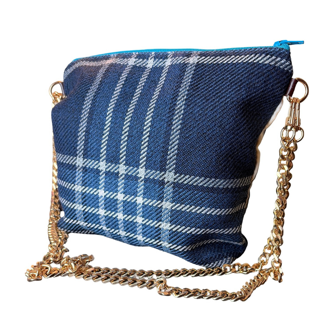 Vintage Hermes Couvertures et Tenues du Jour Blue Scarf Crossbody Bag