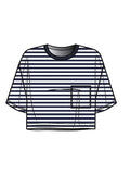 MONROW Stripe Jersey Crop Pocket Tee