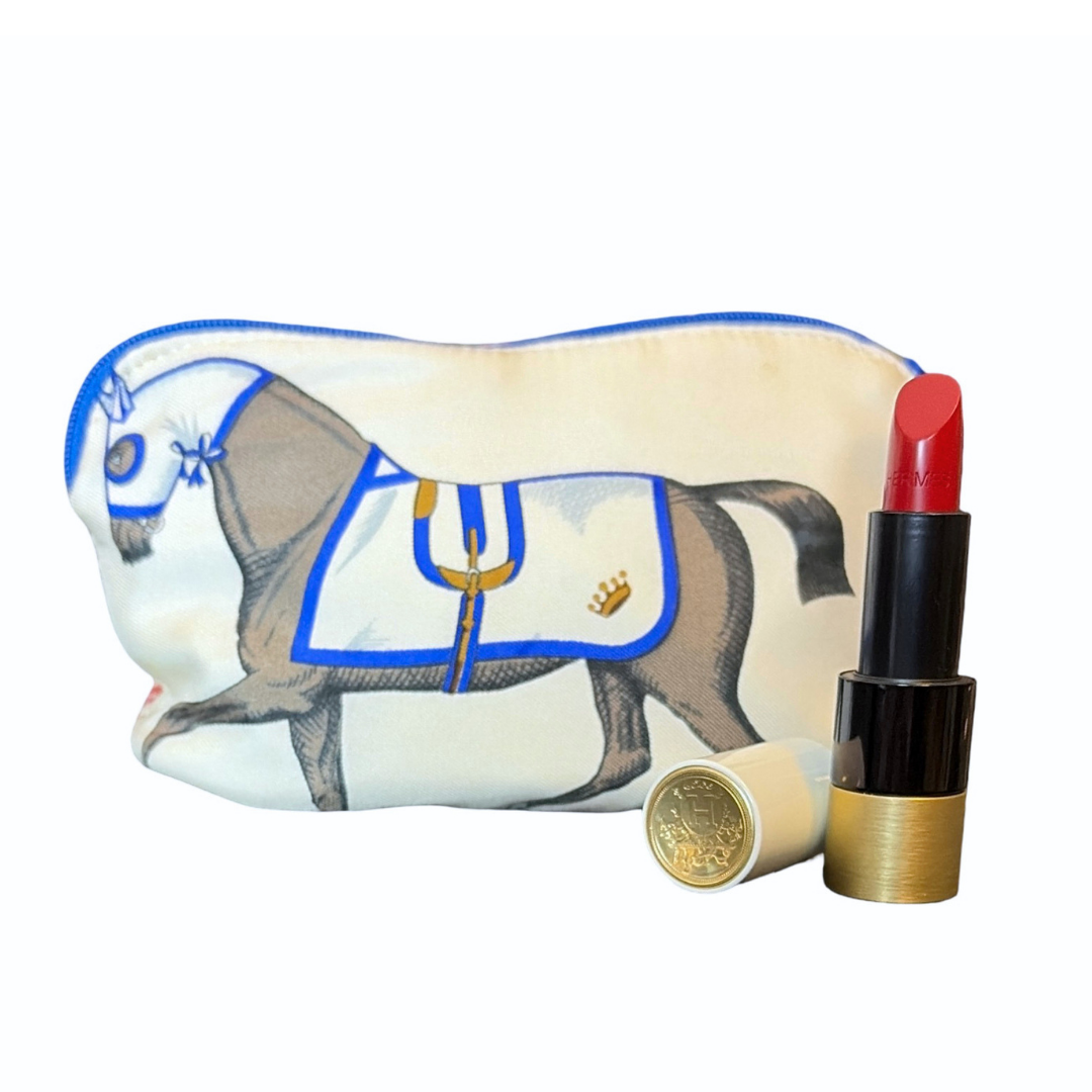 Vitage Hermes Couvertures et Tenues du Jour Ivory Multi Silk Scarf Beauty Bag