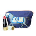 Vintage Hermes Couvertures et Tenues du Jour Blue Silk Scarf Beauty Bag