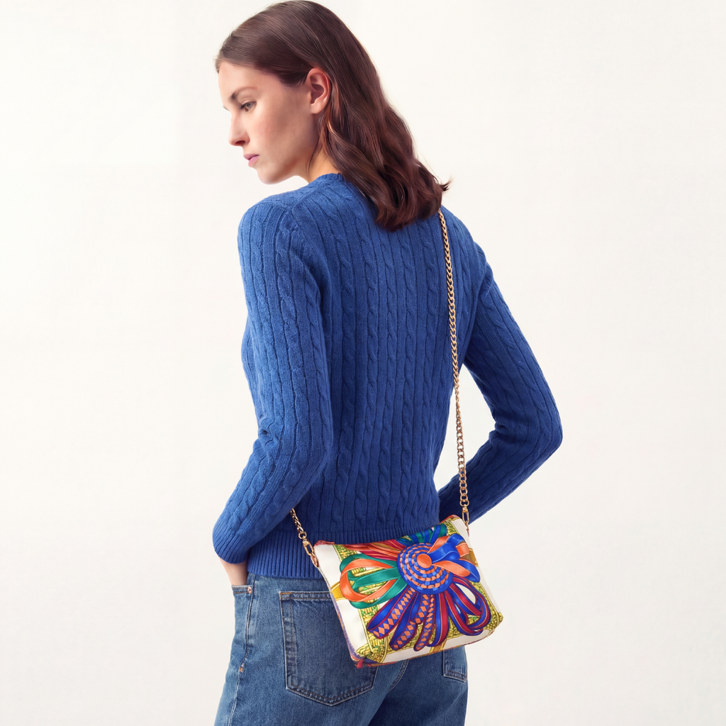 Vintage Rubans du Cheval Blanc Vintage Silk Scarf Crossbody Bag