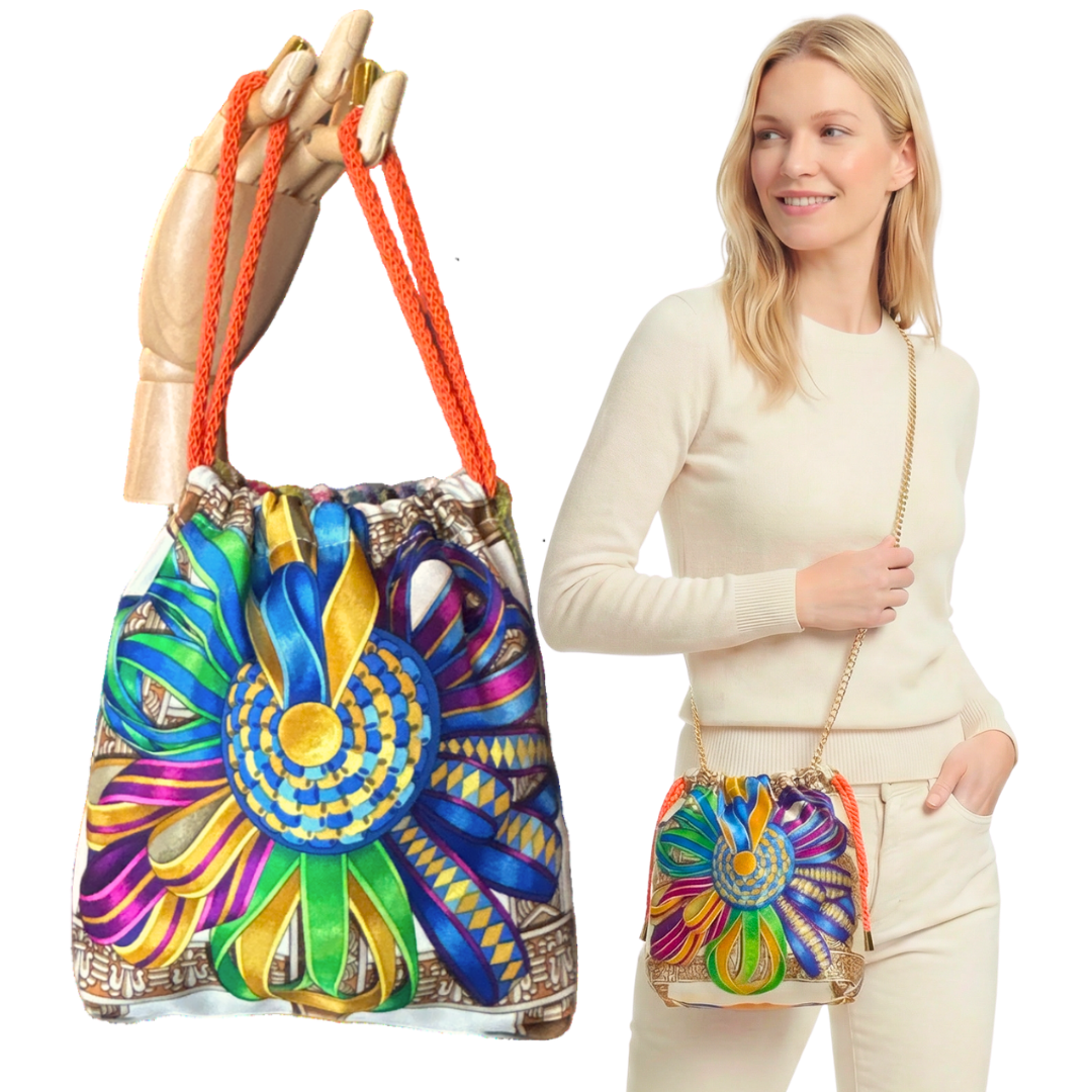 Vintage Rubans du Cheval Blanc Scarf Drawstring Crossbody Bag