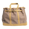Huntley Equestrian Barnkin Brown and Tan Two-Tone Canvas Tote Bag with Gold Hardware