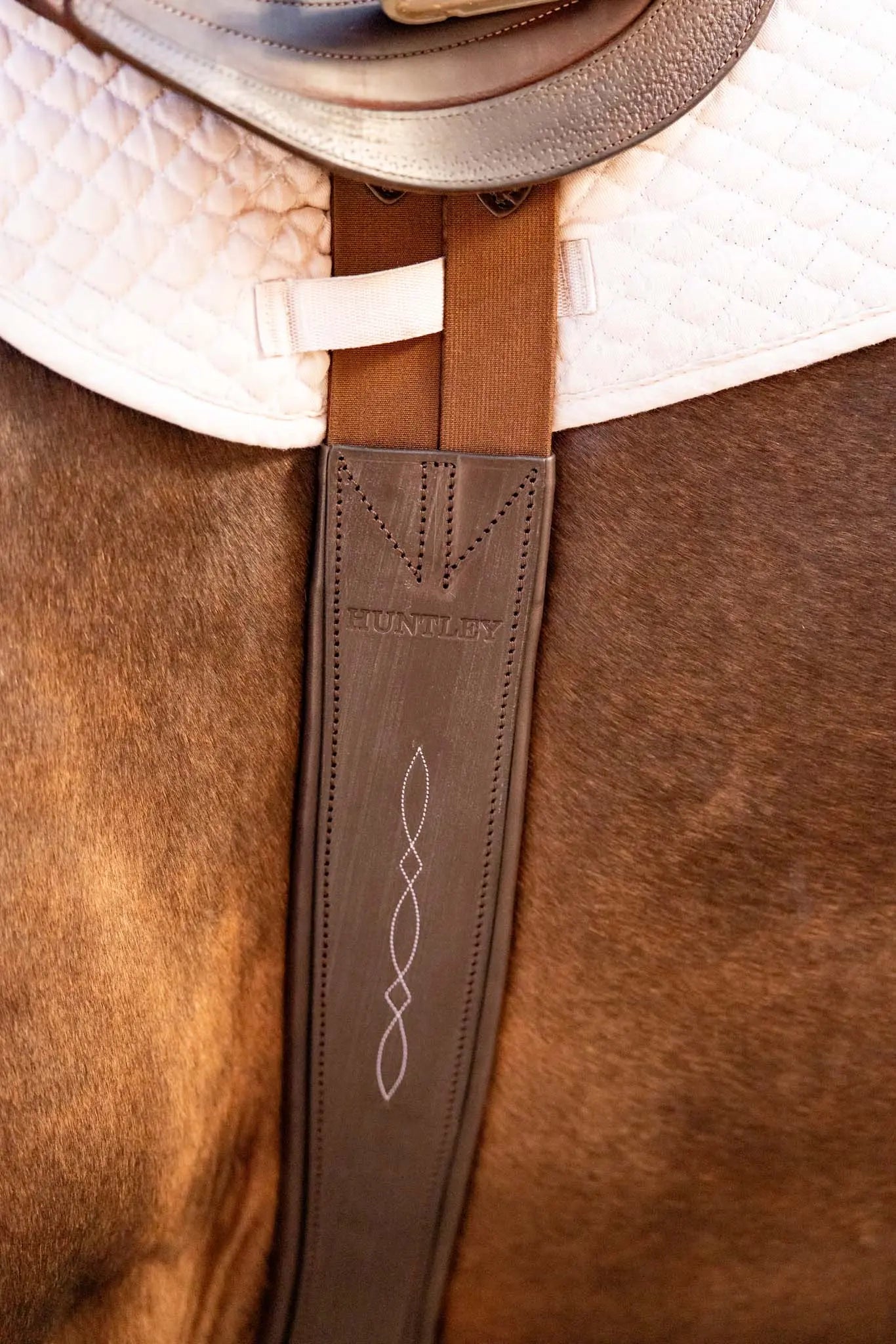 Sedgwick Leather Fancy Stitched Padded Leather Contour Shaped Girth with Double End Elastic