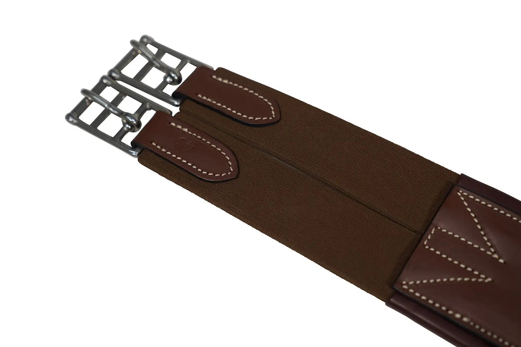 Sedgwick Leather Fancy Stitched Padded Leather Contour Shaped Girth with Double End Elastic