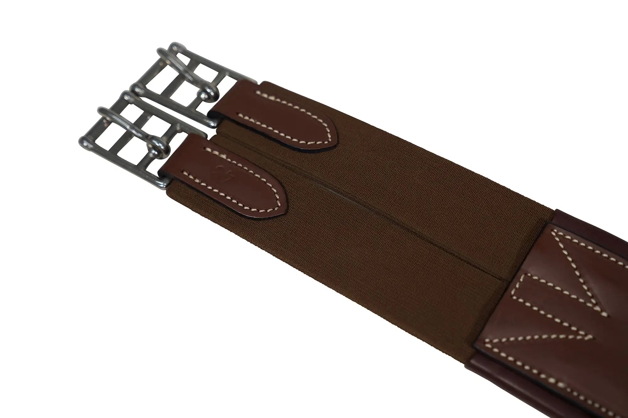 Sedgwick Leather Fancy Stitched Padded Leather Contour Shaped Girth with Double End Elastic