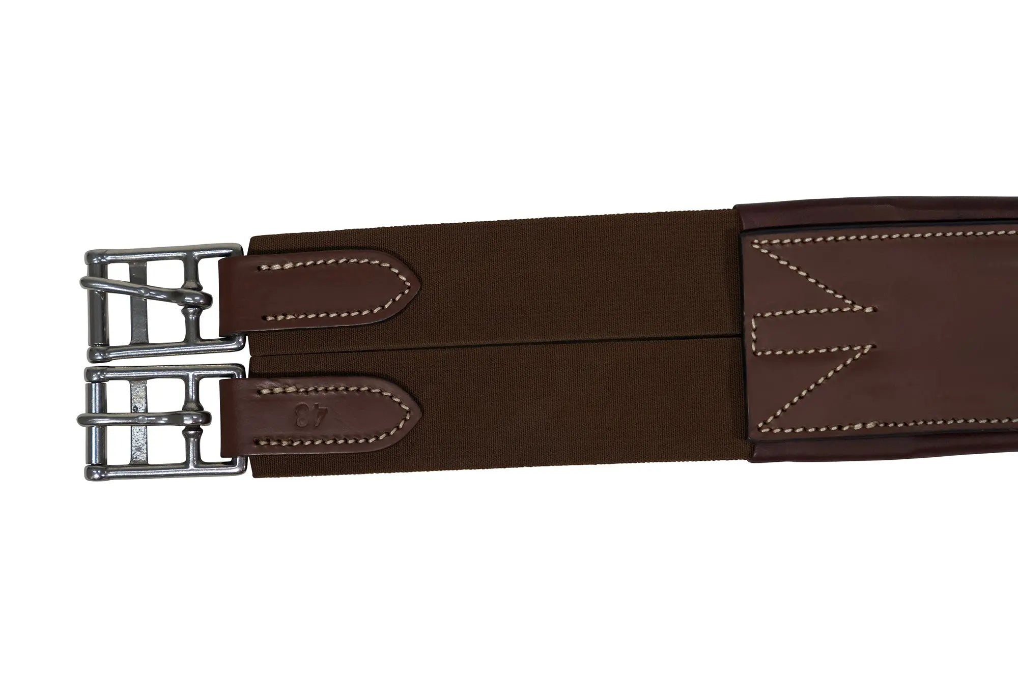 Sedgwick Leather Fancy Stitched Padded Leather Contour Shaped Girth with Double End Elastic