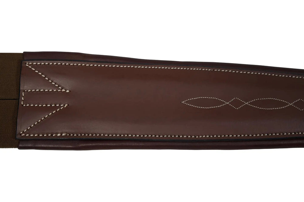 Sedgwick Leather Fancy Stitched Padded Leather Contour Shaped Girth with Double End Elastic