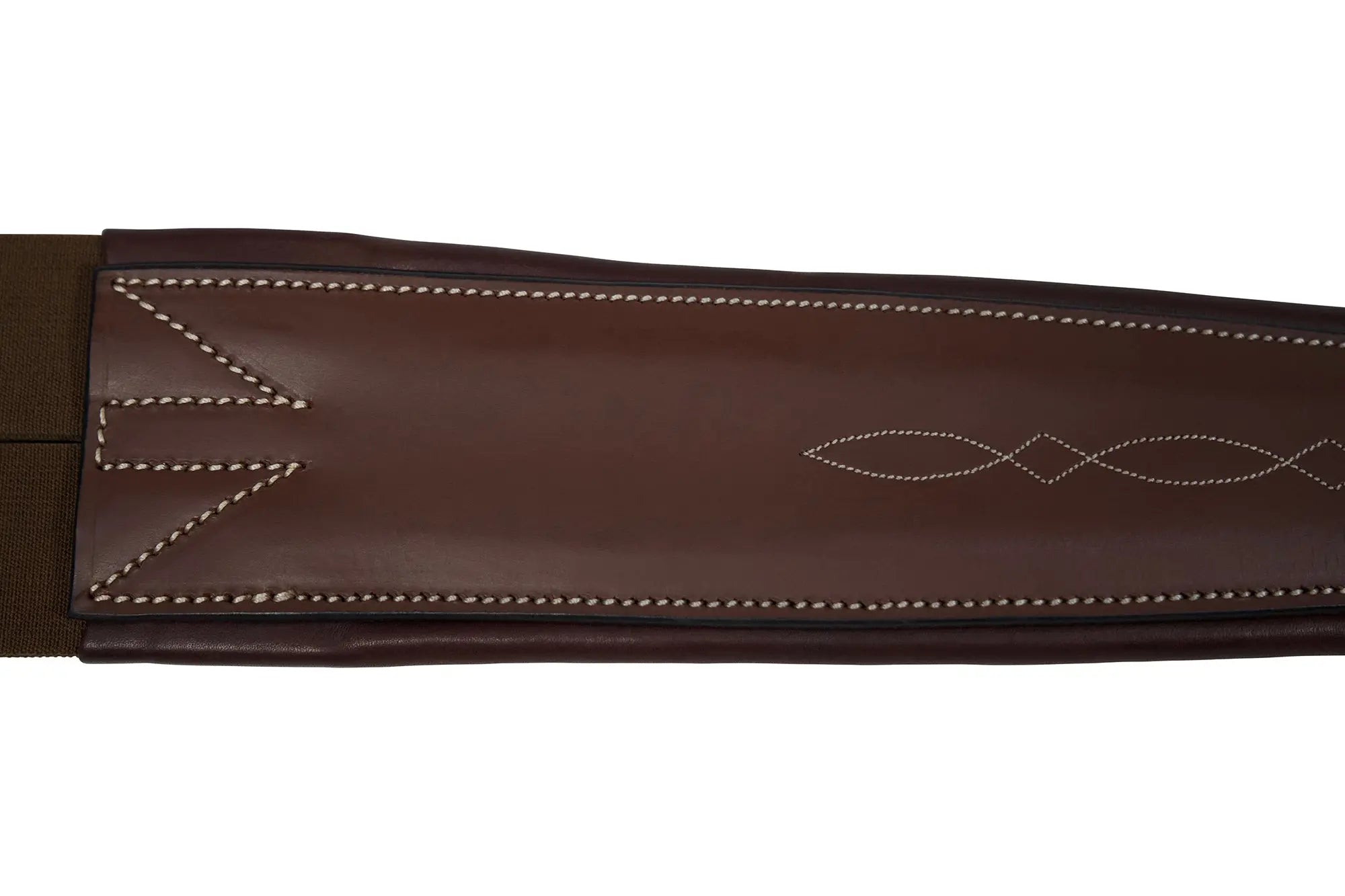 Sedgwick Leather Fancy Stitched Padded Leather Contour Shaped Girth with Double End Elastic