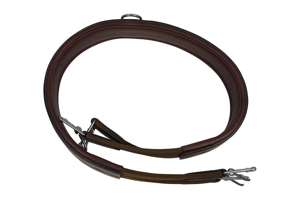 Sedgwick Leather Fancy Stitched Padded Leather Contour Shaped Girth with Double End Elastic